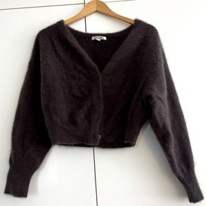 Snidel Cropped Slouchy Fuzzy Cardigan - Brown XS
